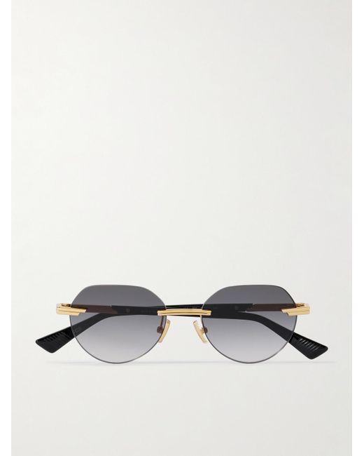 Bottega Veneta Metallic Rimless Round-Frame-Tone Sunglasses for men