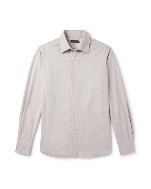 Incotex White Glanshirt Slim-fit Cotton-twill Shirt for men