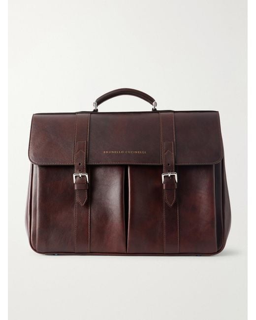 Brunello Cucinelli Brown Leather Briefcase for men