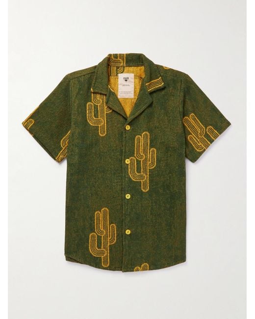 Oas Green Mezcal Cuba Cotton-terry Jacquard Shirt for men