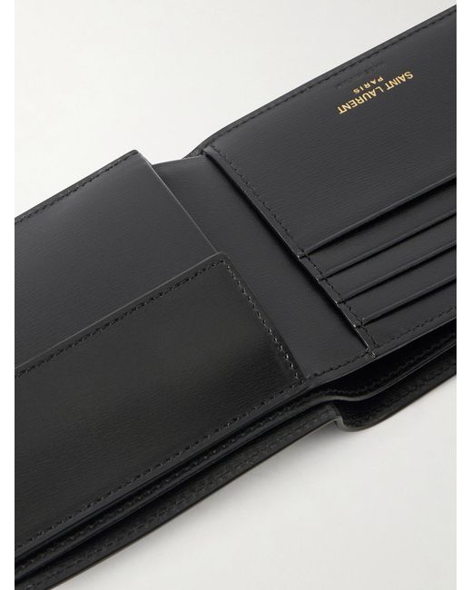 Saint Laurent Black Logo-embellished Leather Bifold Wallet With Money Clip for men