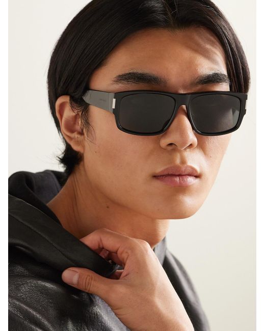 Occhiali da sole in acetato con montatura D-frame New Wave di Saint Laurent in Black da Uomo