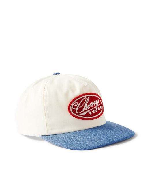 CHERRY LA White Five Star Logo-Appliquèd Canvas-Trimmed Cotton-Twill Baseball Cap