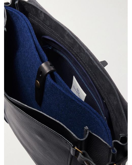 Bleu De Chauffe Black Éclair Full-Grain Leather Messenger Bag for men