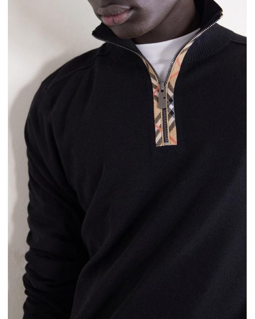 Burberry Blue Wool Half-zip Sweater for men
