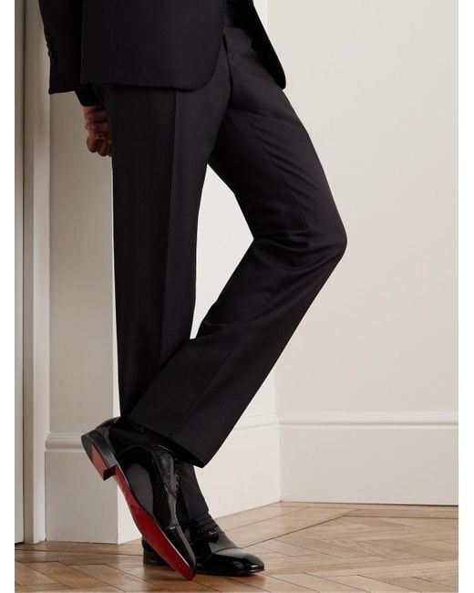 Christian Louboutin Black Greggo Patent-Leather Oxford Shoes for men