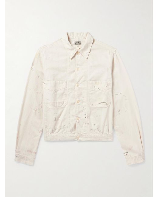 RRL Natural Mathieu Paint-splattered Cotton-twill Shirt Jacket for men