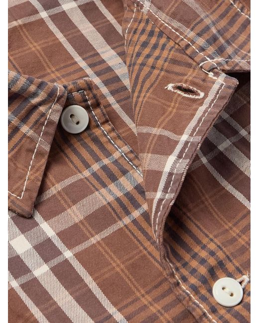 Remi Relief Brown Checked Cotton-Twill Shirt for men