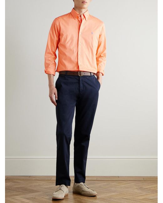 Polo Ralph Lauren Orange Logo-Embroidered Cotton Shirt for men