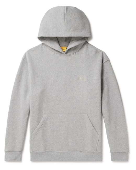 Dime Gray Logo-embroidered Cotton-jersey Hoodie for men