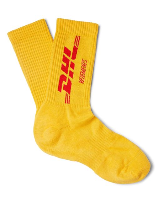 Vetements Yellow + Dhl Cotton Socks for men