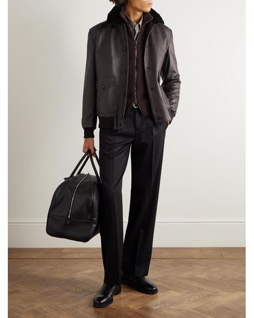 Thom Sweeney Red Slim-Fit Merino Wool-Blend Zip-Up Cardigan for men