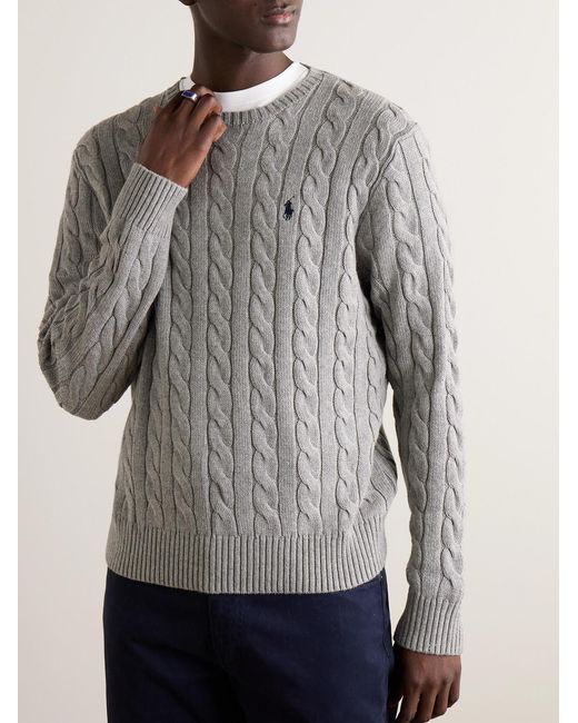 Polo Ralph Lauren Gray Cotton Cable-Knit Sweater for men