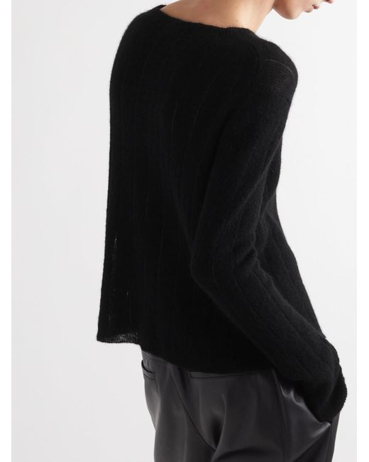 Pullover in misto alpaca a coste di Saint Laurent in Black da Uomo