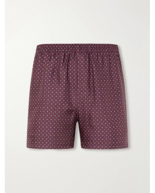 Saint Laurent Purple Straight-Leg Printed Silk-Satin Shorts for men
