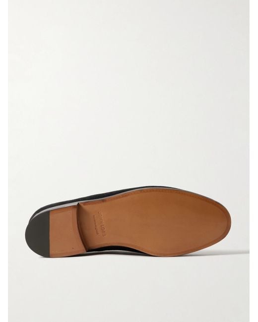 John Lobb Black Lopez Suede Penny Loafers for men