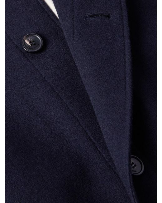 Loro Piana Blue Daito Shawl-collar Double-faced Cashmere Coat for men