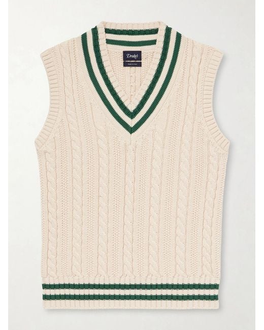 Drake's Natural Cricket Knitted Cotton And Cashmere-Blend Vest for men