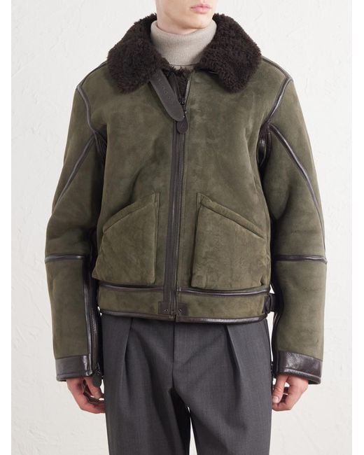 Polo Ralph Lauren Green Shearling Flight Jacket for men