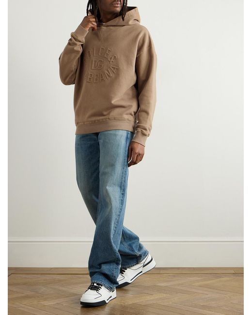 Dolce & Gabbana Natural Logo-Embossed Cotton-Jersey Hoodie for men