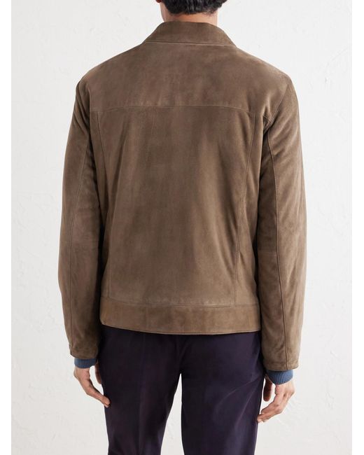 Brioni Brown Suede Blouson Jacket for men
