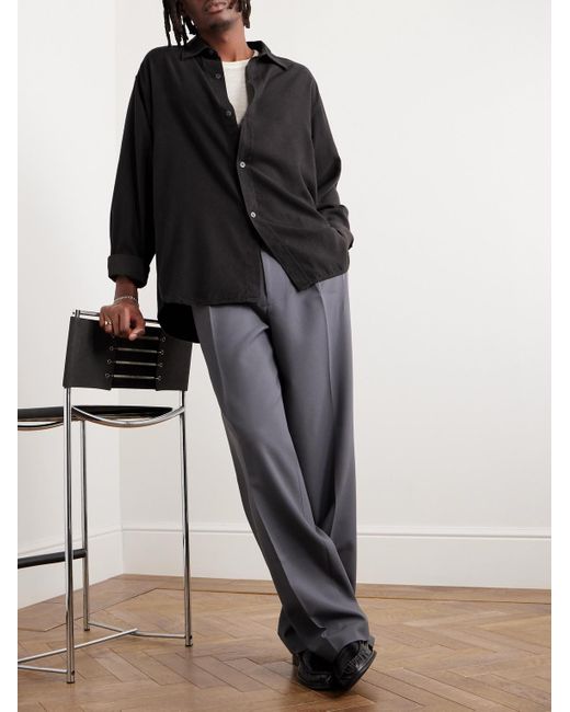 mfpen Black Comfy Garment-dyed Tm Lyocell-flannel Shirt for men
