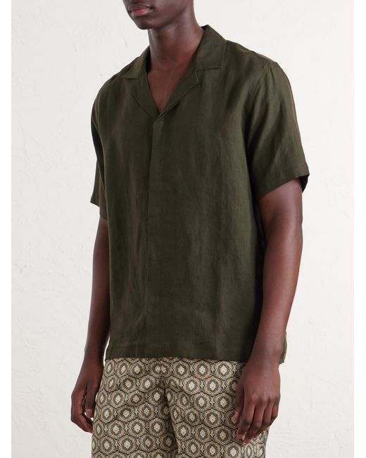 Orlebar Brown Green Maitan Ii Camp-collar Linen Shirt for men