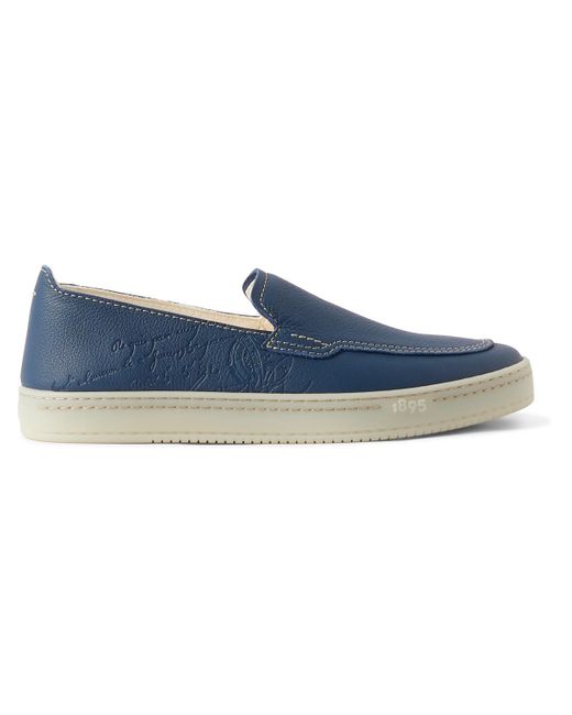 Berluti Blue Eden Scritto Full-grain Leather Loafers for men