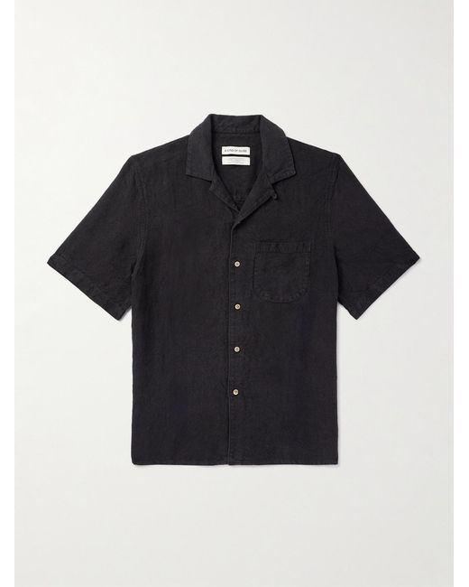 A Kind Of Guise Blue Convertible-collar Linen Shirt for men