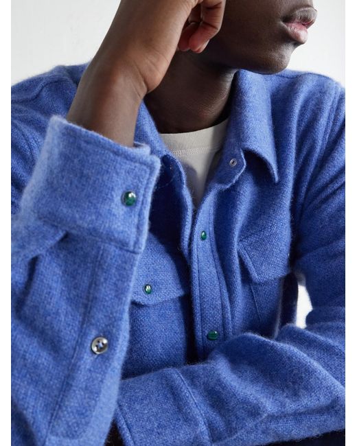 God's True Cashmere Blue Cashmere Shirt for men