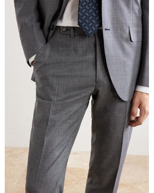 Brioni Gray Straight-Leg Wool-Twill Suit Trousers for men