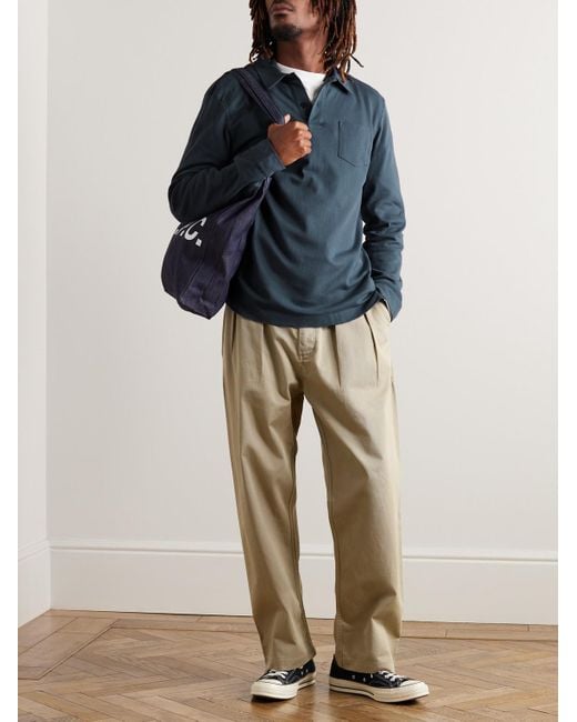 Sunspel Blue Riviera Slim-fit Cotton-mesh Polo Shirt for men