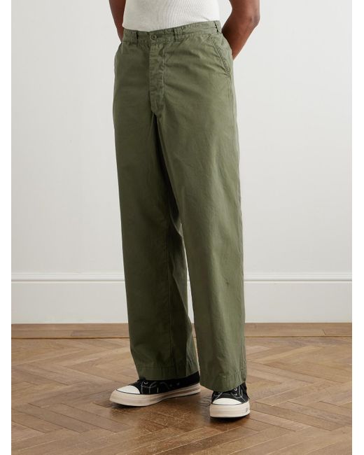 Remi Relief Green Straight-Leg Cotton-Canvas Trousers for men