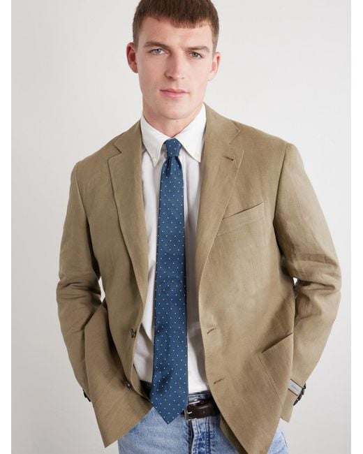 Canali Blue 8Cm Polka-Dot Silk-Twill Tie for men