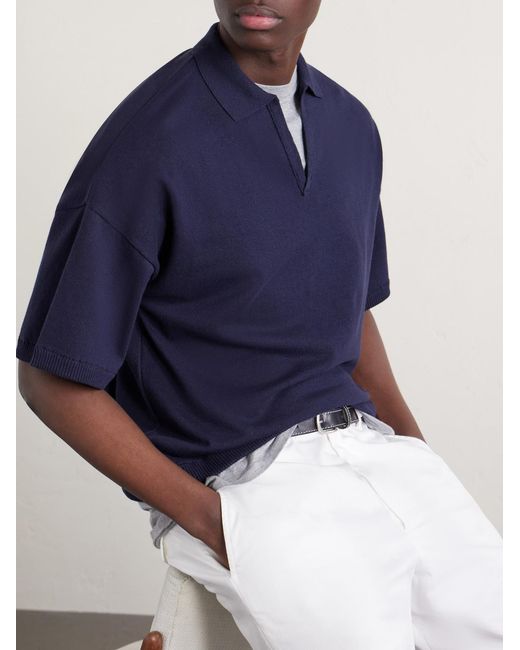 Blue Blue Japan Blue Knitted Polo Shirt for men