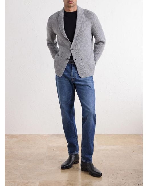Slowear Gray Single-Breasted Ribbed Virgin Wool Blazer for men
