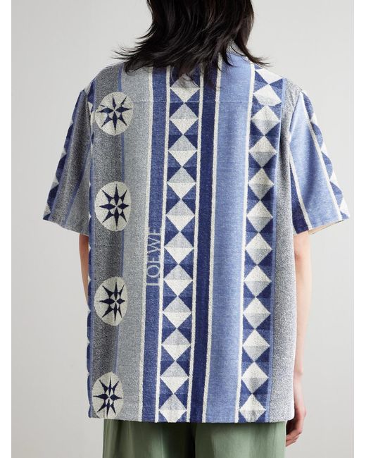 Loewe Blue Paula's Ibiza Camp-collar Jacquard-knit Cotton-blend Terry Shirt for men