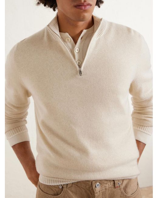 Fedeli Natural Cashmere Half-zip Sweater for men