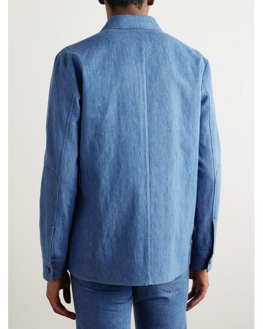 Gabriela Hearst Blue Everly Cotton And Linen-Blend Chambray Overshirt for men