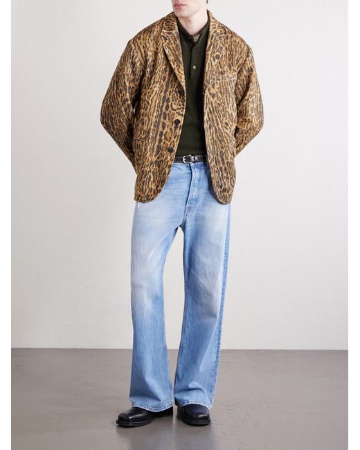 Visvim Brown Bowen Leopard-print Silk Blazer for men