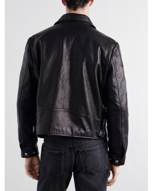 Totême  Black Distressed Leather Jacket for men