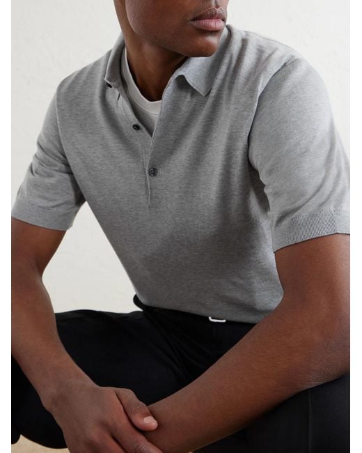 John Smedley Gray Adrian Slim-Fit Sea Island Cotton Polo Shirt for men