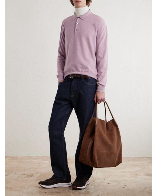 Loro Piana Pullover aus Kaschmir mit Polokragen in Pink für Herren
