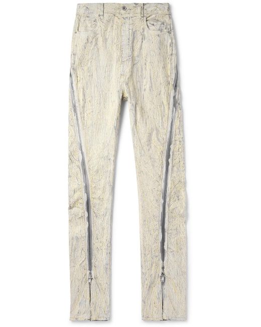 Rick Owens Natural Bolan Banana Flared Zip-Detailed Metallic Megacrust Jeans for men