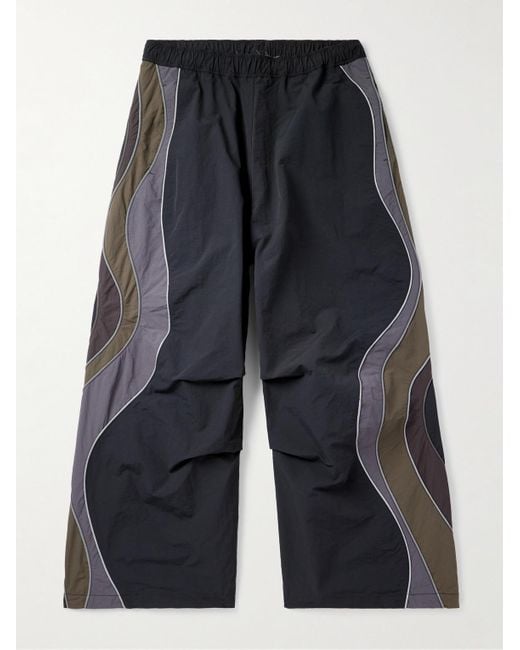 ERL Blue Ufo Wide-Leg Striped Shell Trousers for men
