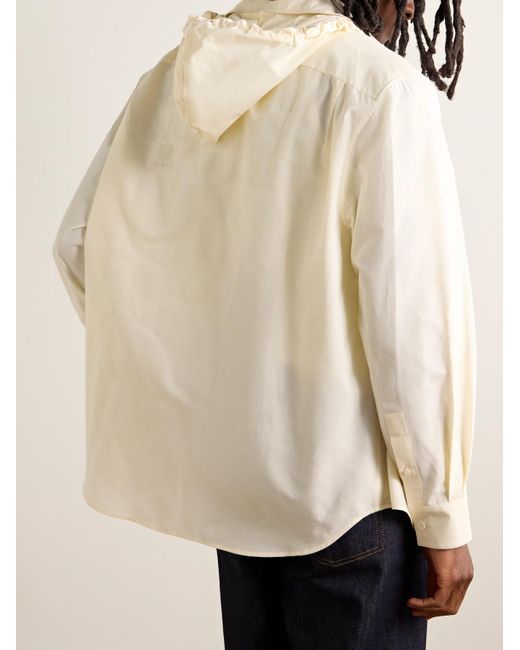 Overshirt in popeline di cotone con logo jacquard e cappuccio di Loewe in Natural da Uomo