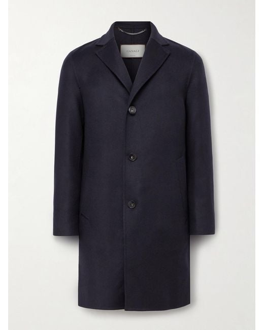 Canali Blue Wool And Cashmere-Blend Felt Overcoat for men