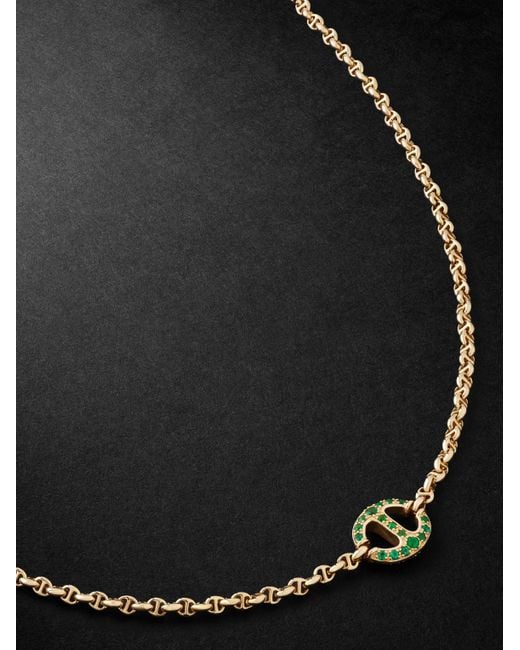Collana in oro 18 carati con smeraldi e diamanti di Hoorsenbuhs in Black da Uomo