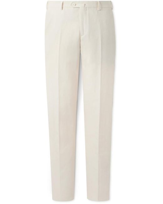 Loro Piana White Straight-leg Linen-twill Trousers for men