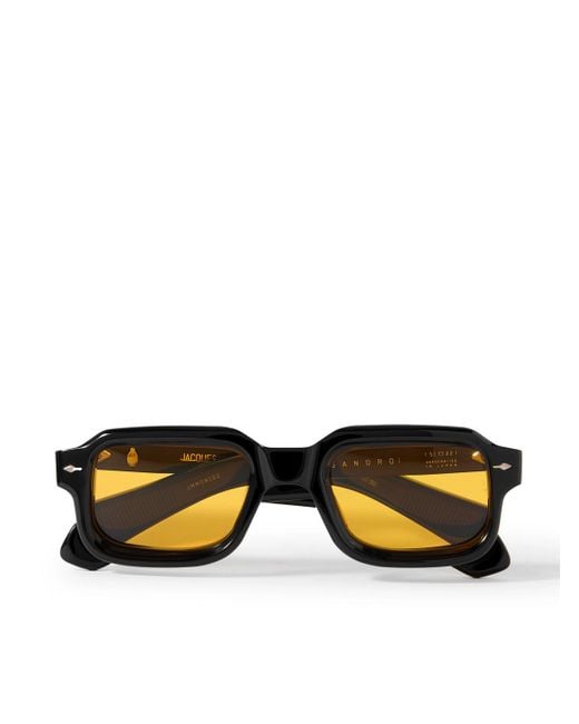 Jacques Marie Mage Black Sandro Rectangular-Frame Acetate Sunglasses for men
